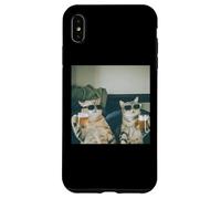 Carcasa para iPhone XS MAX Foto Retro de Gatos con Cerveza Divertida, Divertida Fiesta de Gatos enfriados con Alcohol