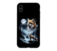 Carcasa para iPhone XS MAX Fox Aullando en Moon 90's Retro