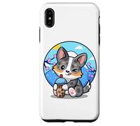 Carcasa para iPhone XS MAX Funny Boba Bubble Tea Cherry Sakura Blue Merle Corgi Lover