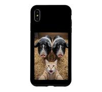 Carcasa para iPhone XS MAX Funny Cat Selfie with Pigs Design - Cute Animal Pig Lovers