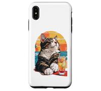Carcasa para iPhone XS MAX Funny Retro Cat Sunset Cocktail Beach Vacation Summer