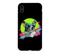 Carcasa para iPhone XS MAX Funny Retro Vintage 80s 90s Cardigan Blue Merle Corgi Lover