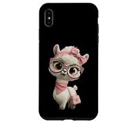 Carcasa para iPhone XS MAX Gafas Baby Alpaca Kawaii Llama Character Pink Leopard