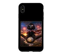Carcasa para iPhone XS MAX Gafas con diseño de Perro caniche Negro sobre águila Calva con Bandera Americana