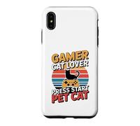 Carcasa para iPhone XS MAX Gamer Cat Lover Press Start Pet Cat Gaming