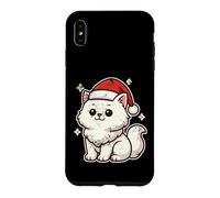 Carcasa para iPhone XS MAX Gato Blanco Invierno con Sombrero de Papá Noel