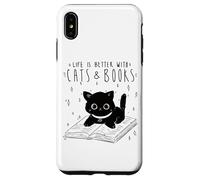 Carcasa para iPhone XS MAX Gato Life Is Better with Cats and Books, Libros