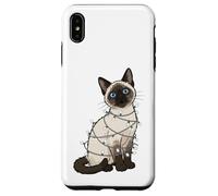 Carcasa para iPhone XS MAX Gato Luces de Navidad Divertidas Navidad Humor Miau Gatito Vacaciones