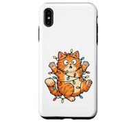 Carcasa para iPhone XS MAX Gato Luces de Navidad Divertidas Navidad Humor Miau Gatito Vacaciones