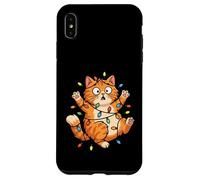 Carcasa para iPhone XS MAX Gato Luces de Navidad Divertidas Navidad Humor Miau Gatito Vacaciones