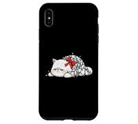 Carcasa para iPhone XS MAX Gato Navidad Luces Divertidas Navidad Humor Miau Gatito Persa