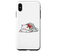 Carcasa para iPhone XS MAX Gato Navidad Luces Divertidas Navidad Humor Miau Gatito Persa