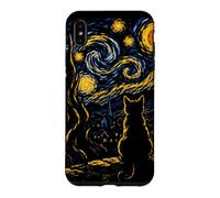 Carcasa para iPhone XS MAX Gato Noche Estrellada Van Gogh Luna Arte Mamá Papá Miau