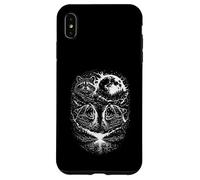 Carcasa para iPhone XS MAX Gótico Mapache Aullando 3 trío Luna Llena Bosque cósmico