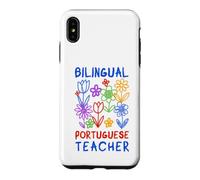 Carcasa para iPhone XS MAX Gráfico bilingüe de Aula Floral para Profesor portugués