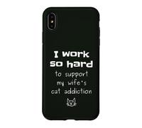 Carcasa para iPhone XS MAX Gráfico de Marido sarcástico con Cita Divertida de la adicción al Gato de la Esposa