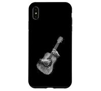 Carcasa para iPhone XS MAX Hand Drawn Guitar Sketch Design, Expressive Acoustic Music