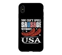 Carcasa para iPhone XS MAX Happy 4th of July You Can't Spell Sausage Without USA