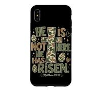 Carcasa para iPhone XS MAX He Has Risen Matthew 28:6 Cruz Cristiana de Camuflaje de Huevo de Pascua