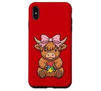 Carcasa para iPhone XS MAX Highland Cow Autismo Puzzle Concientización Enseñar Niños Niñas