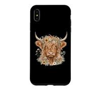 Carcasa para iPhone XS MAX Highland Cow Mom Corona Floral Girasol Daisy