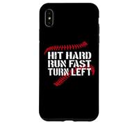 Carcasa para iPhone XS MAX Hit Hard Run Fast Turn Left Baseball Softball Pun Baseballer