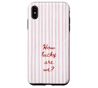 Carcasa para iPhone XS MAX How Lucky Are We Pink Stripe Positivo Cita Estética De Moda
