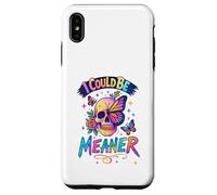 Carcasa para iPhone XS MAX I Could Be Meaner Skull Butterfly Art, Dark Gothic Floral