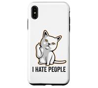 Carcasa para iPhone XS MAX I Hate People Sign,Funny Cat Giving The Finger Flipping Off