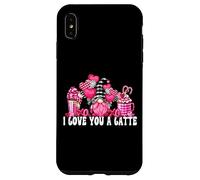Carcasa para iPhone XS MAX I Love You A Latte Pink Buffalo Plaid Decor Valentines GNOME