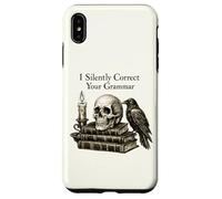 Carcasa para iPhone XS MAX I Silently Correct Your Grammar Skull Raven Funny Teacher