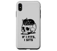 Carcasa para iPhone XS MAX If I Fits I Sits Cat Skull Funny Gothic Dark Meme Humor 2