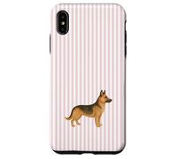 Carcasa para iPhone XS MAX Ilustración Pastor Alemán Diseño Estético Rayas Rosa
