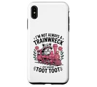 Carcasa para iPhone XS MAX Im Not Always a Trainwreck Cute Raccoon Pink Toot Train