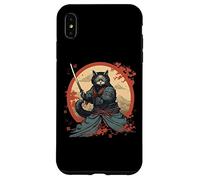 Carcasa para iPhone XS MAX Japanese Art Cat Ninja Ukiyo-e Anime Samurai Cat Camiseta