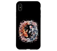 Carcasa para iPhone XS MAX Japanese Yin Yang Koi Fish Sakura Watercolor