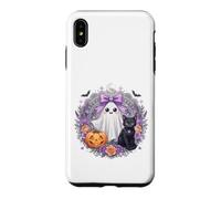 Carcasa para iPhone XS MAX Kawaii Fantasma Gato Negro Calabaza Halloween Floral