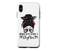 Carcasa para iPhone XS MAX Kinda Busy Being A Dog Mom Plott Hound Funny Messy Bun
