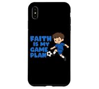 Carcasa para iPhone XS MAX La fe es mi Plan de Juego, Lindo Jugador de fútbol Christian Kid