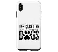 Carcasa para iPhone XS MAX La Vida es Mejor con el diseño de Huellas de mi Perro