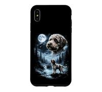 Carcasa para iPhone XS MAX Lagotto Romagnolo Aullando a la Luna, Perro Retro de los 90