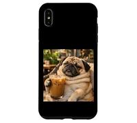Carcasa para iPhone XS MAX Lazy Sunday Coffee Pug Funny Relaxing Meme