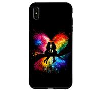 Carcasa para iPhone XS MAX Lesbian Girls Kissing on Tree Branch Rainbow Silhouette