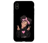 Carcasa para iPhone XS MAX Linda Chica Signo de Paz Pelo Rizado Divertido gráfico juguetón Trippy