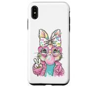 Carcasa para iPhone XS MAX Lindo Conejo de Pascua Signo de Paz Bubble Gum Spring Art Kids Girl