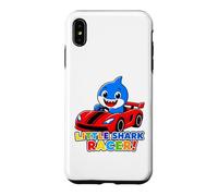 Carcasa para iPhone XS MAX Little Shark Racer Kids Cute Shark Race Car Diseño para niños