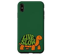 Carcasa para iPhone XS MAX Live Slow Turtle Life Naturaleza Vibes Retro Calma Estética