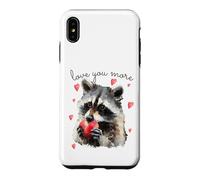 Carcasa para iPhone XS MAX Love You More Raccoon Holding a Heart Womens Cute Valentine