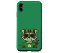 Carcasa para iPhone XS MAX Lucky Irish Raccoon Cute with Green Sunglasses and Gum