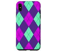 Carcasa para iPhone XS MAX Magenta y Verde Claro Argyle Preppy Retro Vintage 80s 50s